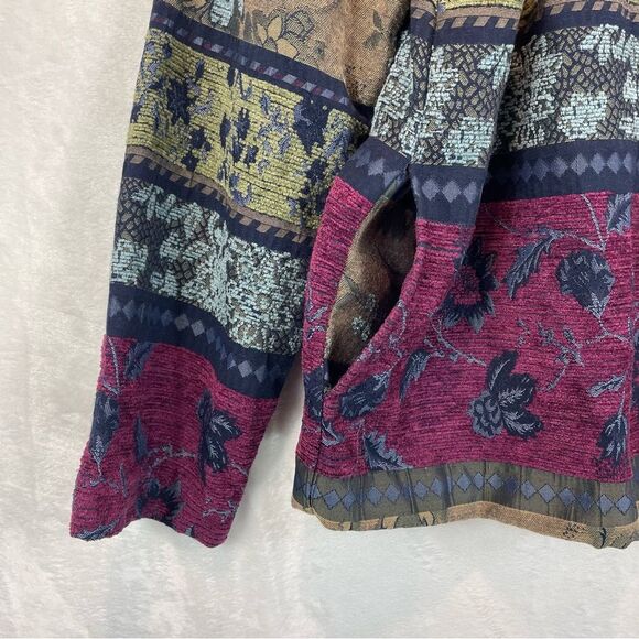 Vintage Koret Jacket 90s Jacquard Tapestry Floral Stripe Women’s 10 Medium - Picture 10 of 15